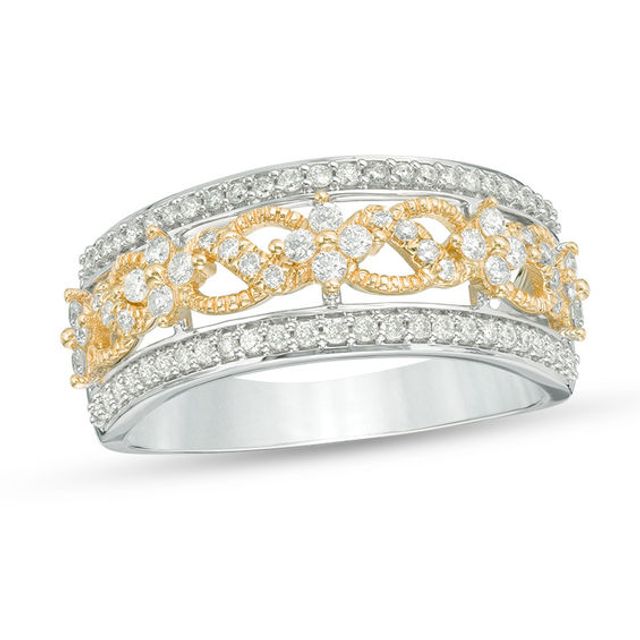 1/2 CT. T.w. Diamond Swirl Ring in 10K Two-Tone Gold