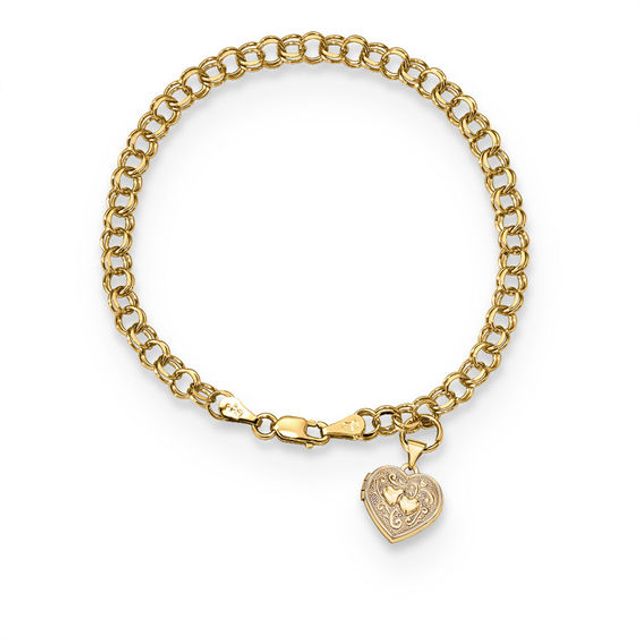 Double Heart Charm 14K Yellow Gold