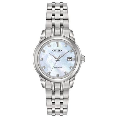 Ladies' Citizen Eco-DriveÂ® Diamond Accent Watch with Mother-of-Pearl Dial (Model: Ew2390-50D)