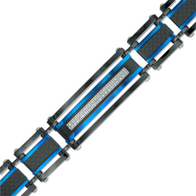 Men's 1/5 CT. T.w. Diamond Carbon fiber Bracelet in Two-Tone IP Stainless Steel - 8.5"