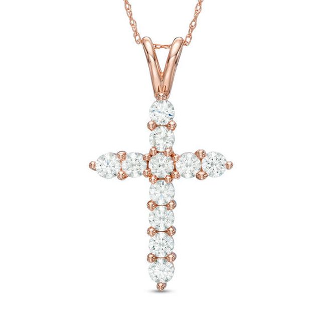 1-1/5 CT. T.w. Diamond Cross Pendant in 14K Rose Gold