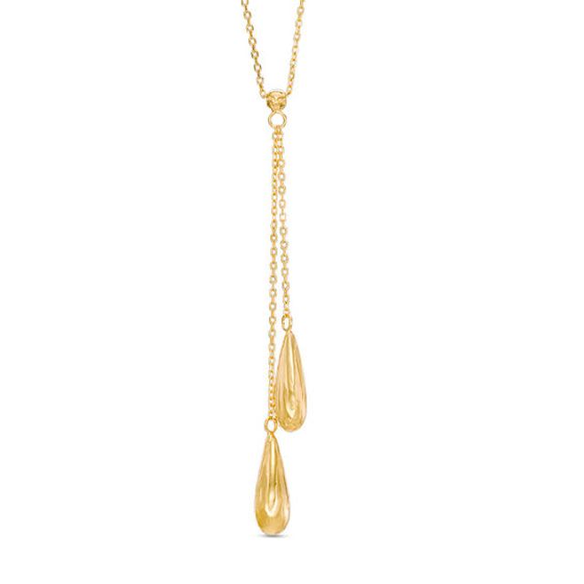Double Teardrop Lariat-Style Necklace in 10K Gold