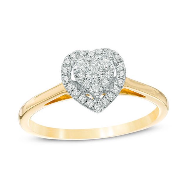 1/4 CT. T.w. Composite Diamond Heart Frame Promise Ring in 10K Gold