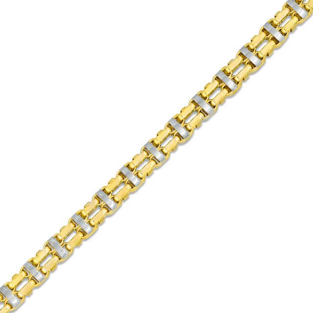 Men's Double Row Link Chain Bracelet in 10K Two-Tone Gold - 8.5"