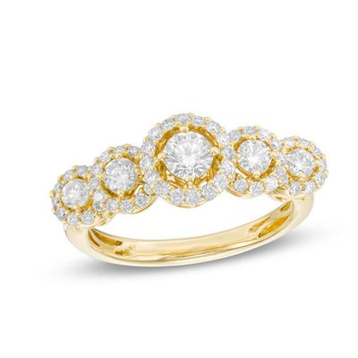 1 CT. T.w. Diamond Frame Five Stone Anniversary Band in 14K Gold