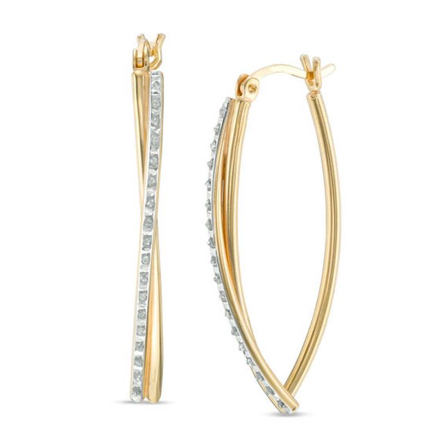 Diamond Fascinationâ¢ Geometric Hoop Earrings in Sterling Silver with 18K Gold Plate