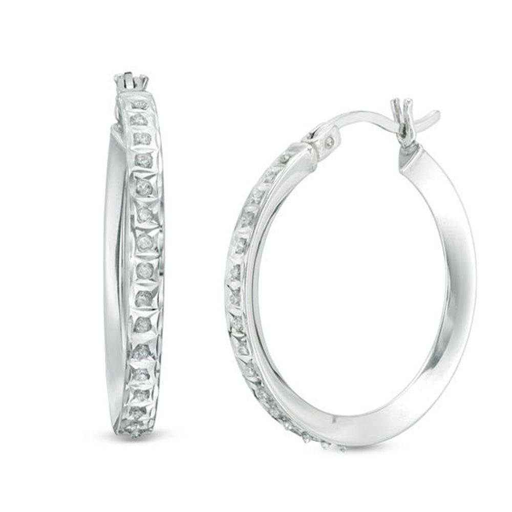 Diamond Fascination⢠Hoop Earrings in Sterling Silver with Platinum Plate