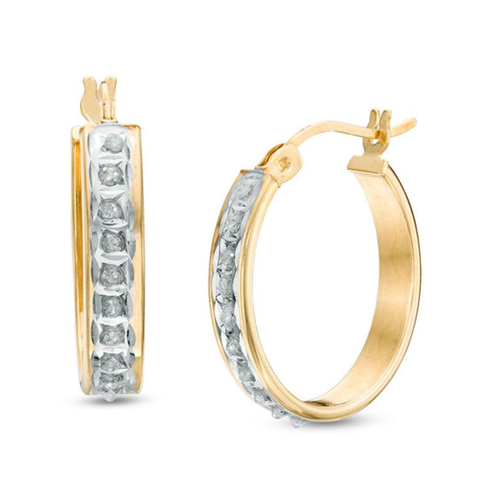 Diamond Fascinationâ¢ Small Hoop Earrings in Sterling Silver with 18K Gold Plate