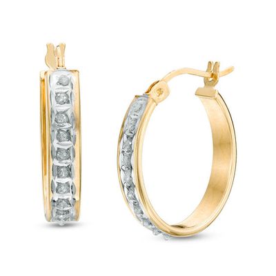 Diamond Fascinationâ¢ Small Hoop Earrings in Sterling Silver with 18K Gold Plate