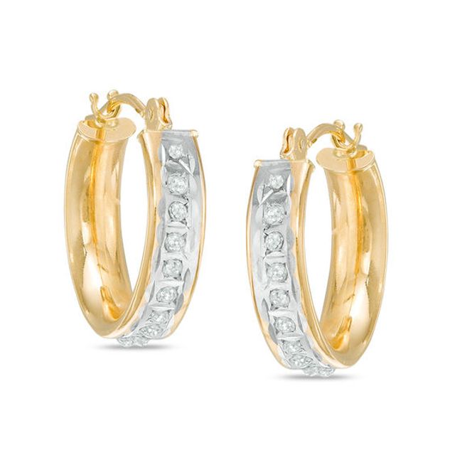 Diamond Fascinationâ¢ Small Hoop Earrings in 14K Gold