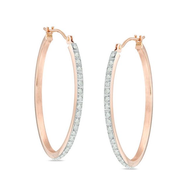 Diamond Fascinationâ¢ Oval Hoop Earrings in 14K Rose Gold