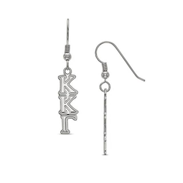 Kappa Kappa Gamma Sorority Drop Earrings in Sterling Silver