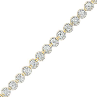 1/4 CT. T.w. Diamond Tennis Bracelet in Sterling Silver with 14K Gold Plate - 7.25"