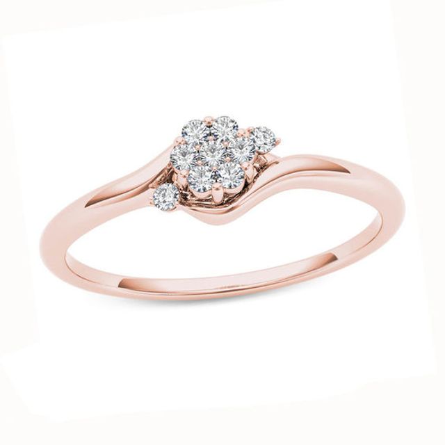 Diamond Accent Flower Bypass Promise Ring in 10K Rose Gold