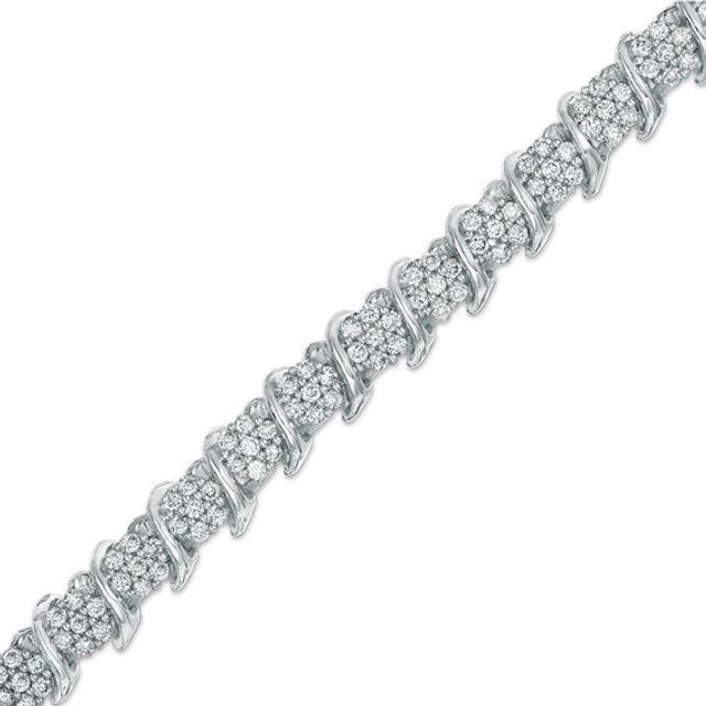 2 CT. T.w. Diamond "S" Tennis Bracelet in Sterling Silver