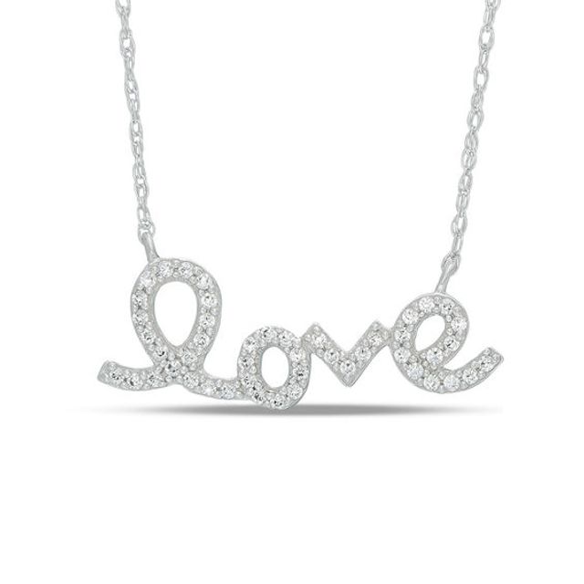 1/8 CT. T.w. Diamond "love" Necklace in 10K White Gold