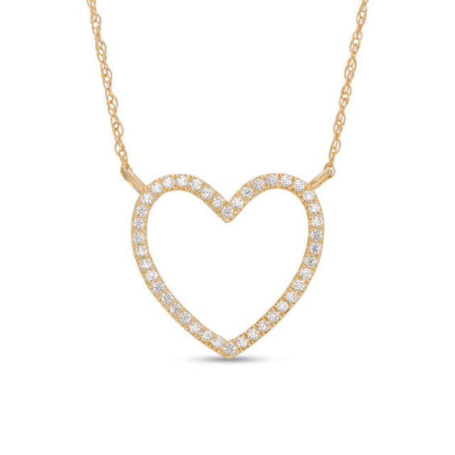 1/10 CT. T.w. Diamond Heart Outline Necklace in 10K Gold