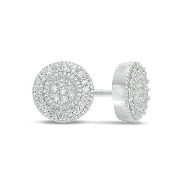 1/10 CT. T.w. Diamond Flower Cluster Frame Vintage-Style Stud Earrings in 10K White Gold