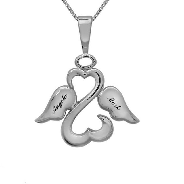 Open Hearts Family by Jane Seymourâ¢ Mother's Angel Pendant in 10K Gold (2 Lines)