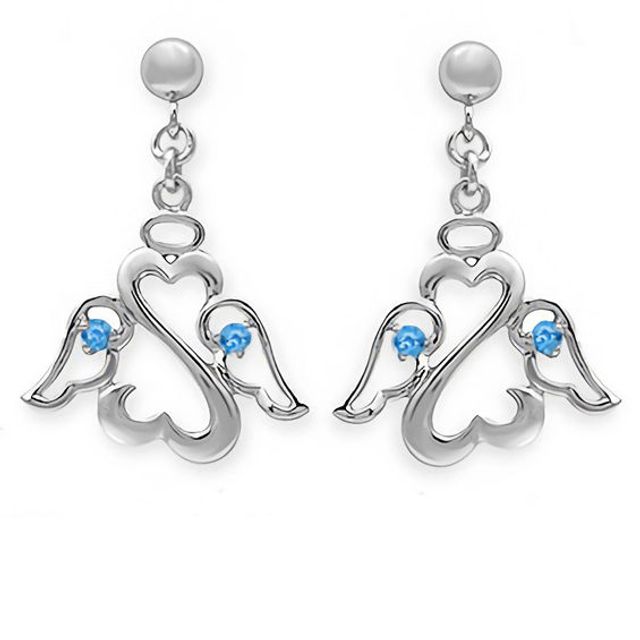 Open Hearts Family by Jane Seymourâ¢ Birthstone Angel Drop Earrings in Sterling Silver (1 Stone)