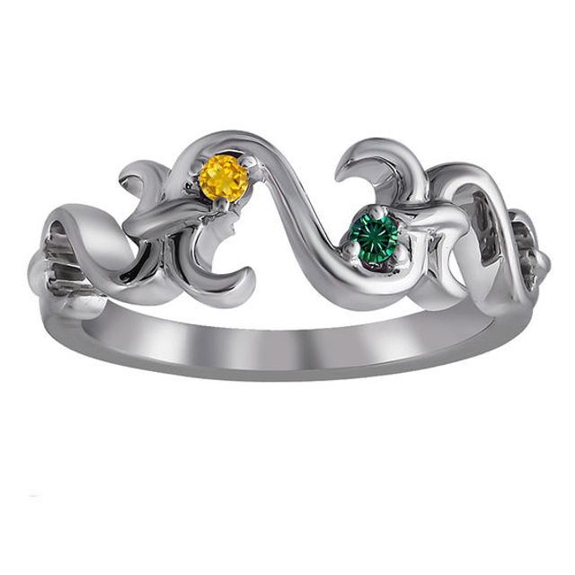 Open Hearts Family by Jane Seymourâ¢ Couple's Birthstone Ring in Sterling Silver (2 Stones and Names)