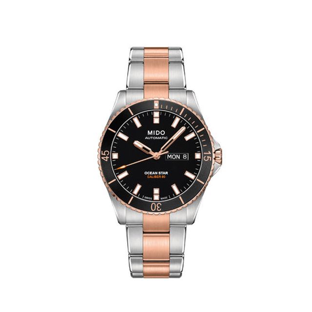 Men's MidoÂ® Ocean Star Captain V Automatic Two-Tone Watch with Black Dial (Model: M026.430.22.051.00)
