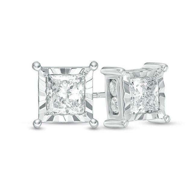 2 CT. T.w. Princess-Cut Diamond Stud Earrings in 10K White Gold