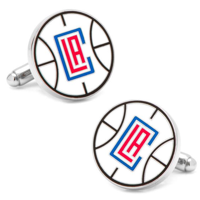 Men's NBA Los Angeles Clippers Logo Enamel Cuff Links in White Rhodium Brass