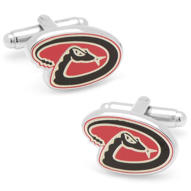 Men's MLB Arizona Diamondbacks Logo Enamel Cuff Links in White Rhodium Brass