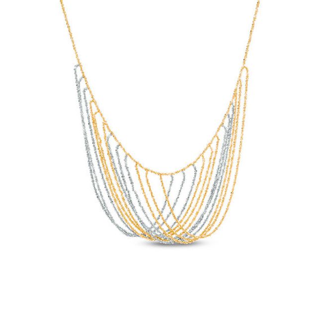 Diamond-Cut Multi-Strand Bib Necklace in 10K Two-Tone Gold