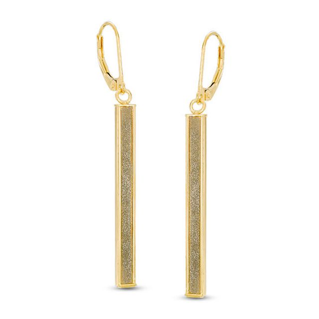 Glitter Enamel Bar Drop Earrings in 10K Gold