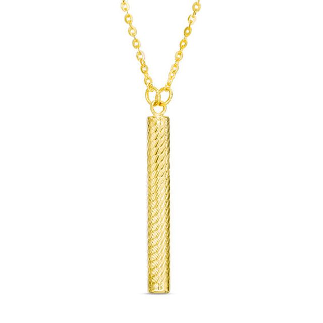 Textured Linear Bar Necklace in 10K Gold