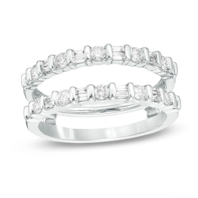 1/2 CT. T.w. Baguette and Round Diamond Enhancer in 14K White Gold