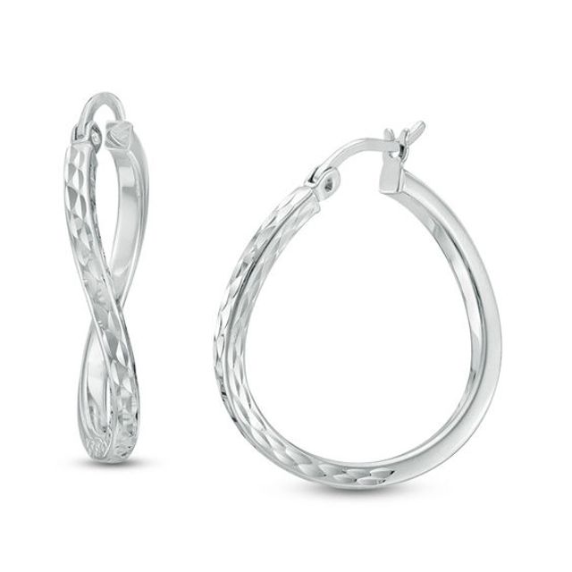 20mm Diamond-Cut Twisted Hoop Earrings in Sterling Silver