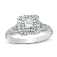 Vera Wang Love Collection 5/8 CT. T.w. Princess-Cut Diamond Double Frame Engagement Ring in 14K White Gold