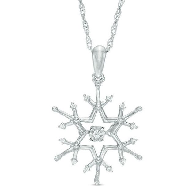 Diamond Accent Snowflake Pendant in Sterling Silver