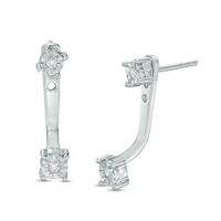 Diamond Accent Front/Back Earrings in Sterling Silver