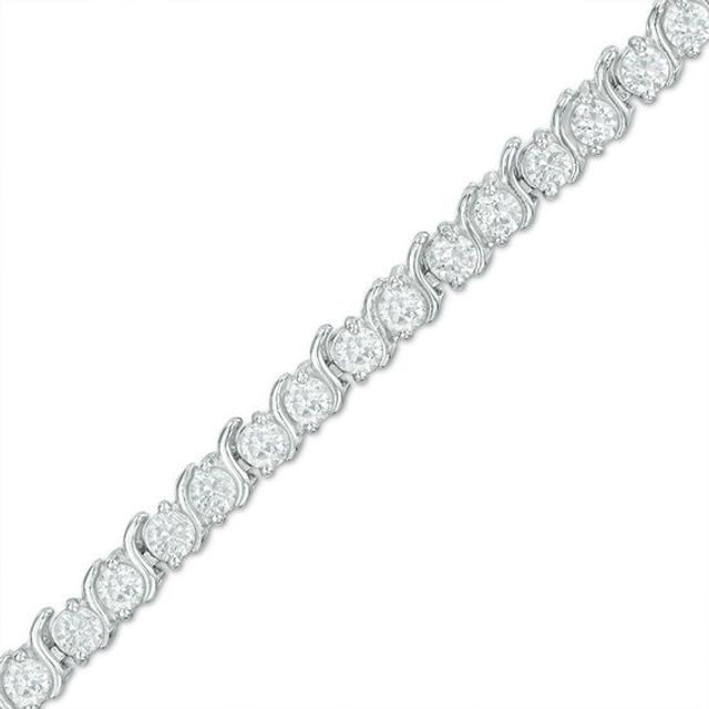 White Lab-Created Sapphire "S" Tennis Bracelet in Sterling Silver - 7.25"