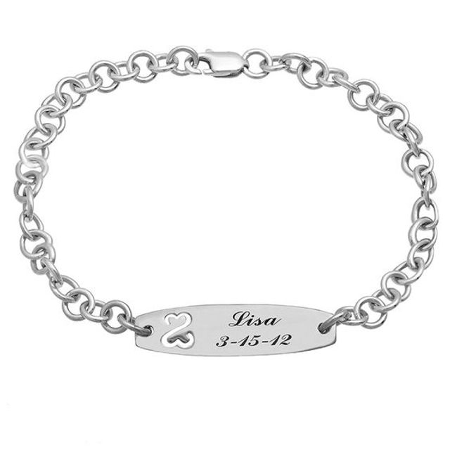 Open Hearts by Jane Seymourâ¢ I.d. Bracelet in Sterling Silver (4 Lines)