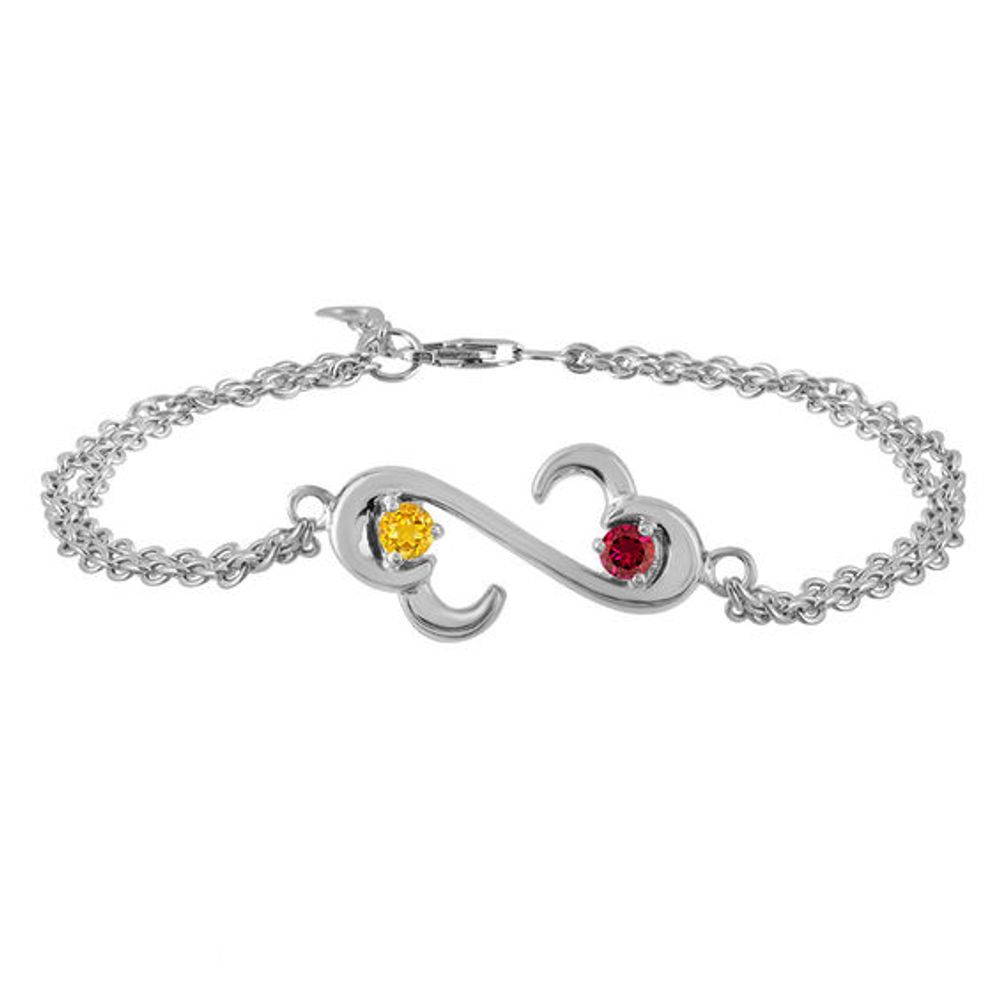 Open Hearts Family by Jane Seymourâ¢ 3.0mm Birthstone Bracelet in Sterling Silver (2 Stones)