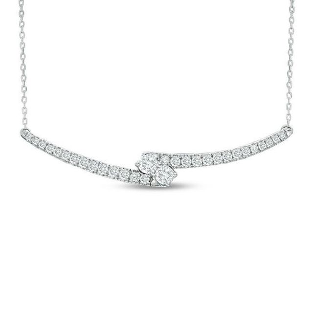 Ever UsÂ® 1 CT. T.w. Two-Stone Diamond Bypass Necklace in 14K White Gold - 17"