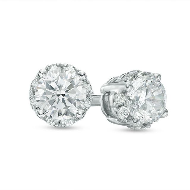 1/2 CT. T.w. Diamond Frame Stud Earrings in 10K White Gold