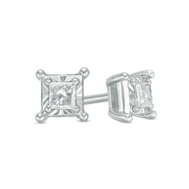 1/5 CT. T.w. Princess-Cut Diamond Solitaire Stud Earrings in Sterling Silver