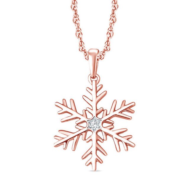 Diamond Accent Snowflake Pendant in 10K Rose Gold