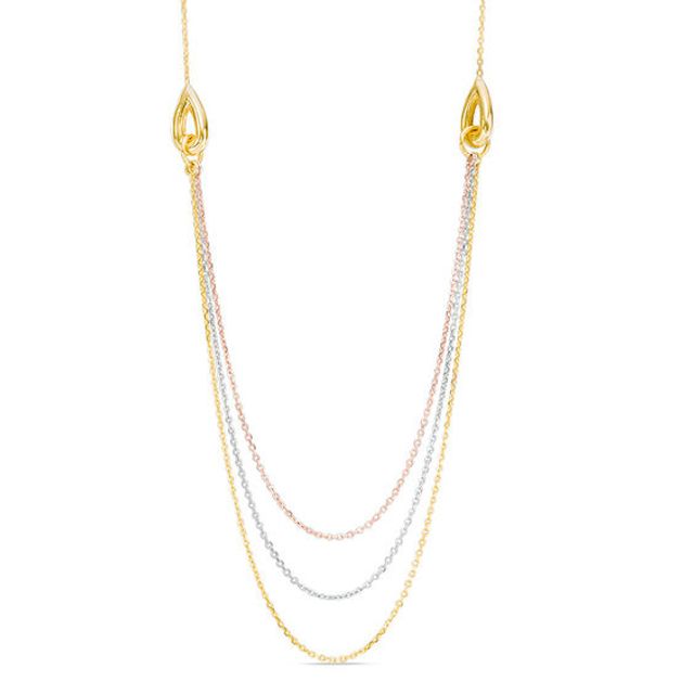 Triple Strand Necklace in 10K Gold - 19"