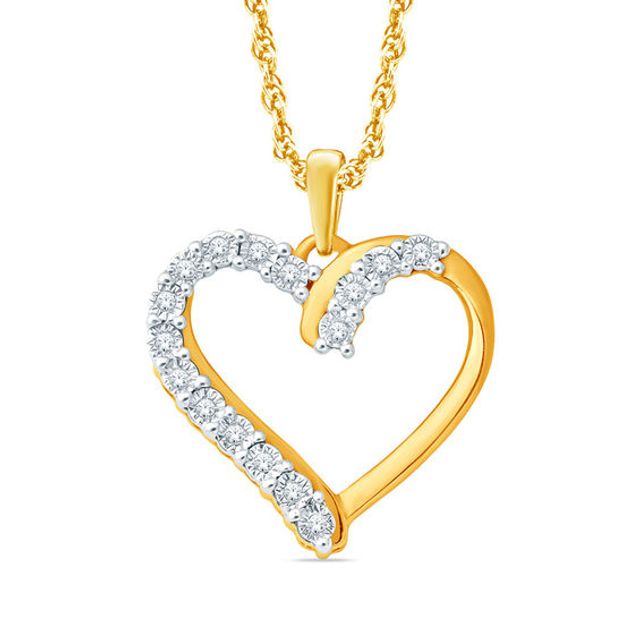 Diamond Accent Heart Pendant in Sterling Silver and 14K Gold Plate