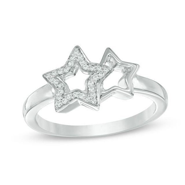 1/10 CT. T.w. Diamond Double Star Ring in Sterling Silver