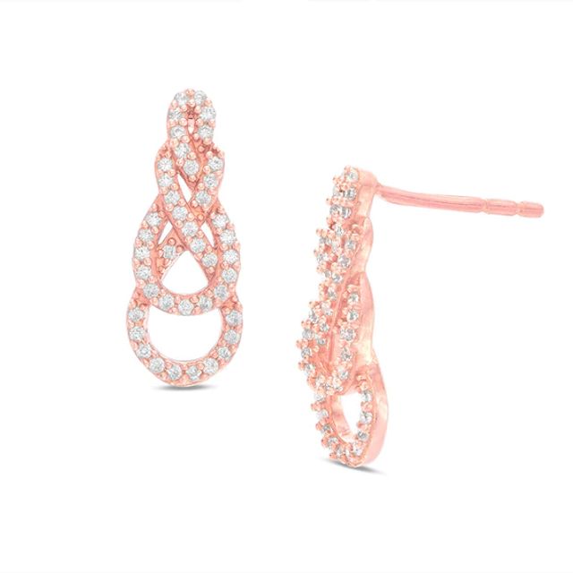 1/5 CT. T.w. Diamond Braided Infinity Drop Earrings in 10K Rose Gold