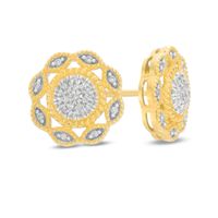 1/8 CT. T.w. Composite Diamond Scallop Frame Stud Earrings in 10K Gold