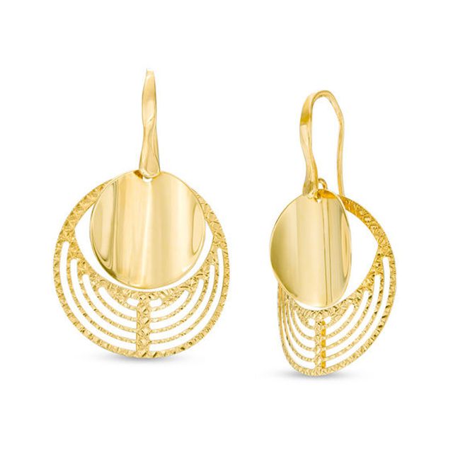 Made in Italy Diamond-Cut Coin Drop Earrings in 10K Gold
